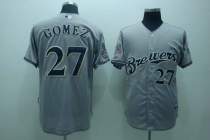 Milwaukee Brewers -27 carlos Gomez Stitched Grey Cool Base MLB Jersey