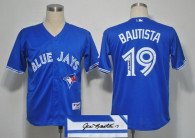 Autographed MLB Toronto Blue Jays #19 Jose Bautista Blue Cool Base Stitched Jersey