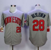 Mitchell And Ness 1987 Minnesota Twins -28 Bert Blyleven Grey Throwback Stitched MLB Jersey