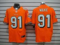 Nike Miami Dolphins #91 Cameron Wake Orange Alternate Men's Stitched NFL Elite Jersey