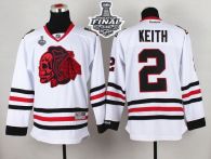 Chicago Blackhawks -2 Duncan Keith White Red Skull 2015 Stanley Cup Stitched NHL Jersey