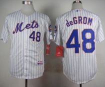 New York Mets -48 Jacob DeGrom White Blue Strip  Home Cool Base Stitched MLB Jersey