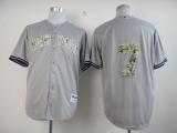 New York Yankees -7 Mickey Mantle Grey USMC Cool Base Stitched MLB Jersey