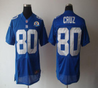 Nike New York Giants #80 Victor Cruz Royal Blue Team Color With Hall of Fame 50th Patch Men's Stitch