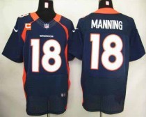 Nike Denver Broncos #18 Peyton Manning Navy Blue With C Patch Men's Stitched NFL Elite Jersey