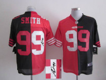 Nike NFL San Francisco 49ers -99 Aldon Smith Black Red Mens Stitched Elite Split Autographed Jersey