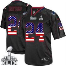 Nike New England Patriots -24 Darrelle Revis Black Super Bowl XLIX Mens Stitched NFL Elite USA Flag