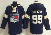 New York Rangers -99 Wayne Gretzky Navy Blue Pullover NHL Hoodie