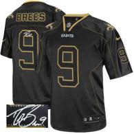 Nike New Orleans Saints #9 Drew Brees Lights Out Black Men's Stitched NFL Elite Autographed Jersey