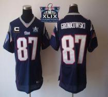 Nike New England Patriots -87 Rob Gronkowski Navy Blue Team Color With C Patch Super Bowl XLIX Champ