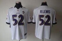 Nike Ravens -52 Ray Lewis White With Art Patch Stitched NFL Limited Jersey