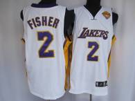 Los Angeles Lakers -2 Derek Fisher Stitched White Final Patch NBA Jersey