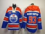 Edmonton Oilers -93 Nugent-Hopkins Light Blue Sawyer Hooded Sweatshirt Stitched NHL Jersey
