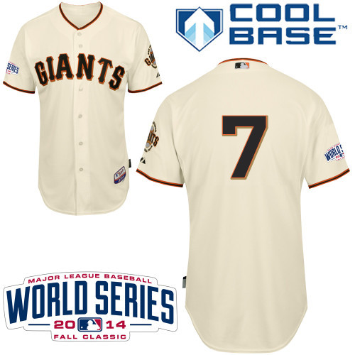 San Francisco Giants #7 Gregor Blanco Cream Home Cool Base W 2014 World Series Patch Stitched MLB Je