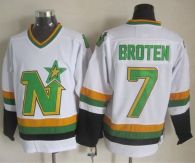 Dallas Stars -7 Neal Broten White CCM Throwback Stitched NHL Jersey