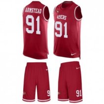 49ers #91 Arik Armstead Red Team Color Stitched NFL Limited Tank Top Suit Jersey