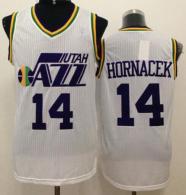 Utah Jazz -14 Jeff Hornacek White Throwback Stitched NBA Jersey