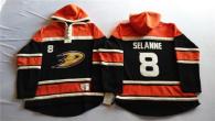 Anaheim Ducks -8 Teemu Selanne Black Sawyer Hooded Sweatshirt Stitched NHL Jersey