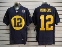 Nike Green Bay Packers #12 Aaron Rodgers Navy Blue Alternate With Hall of Fame 50th Patch Men's Stit