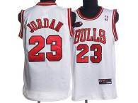 Chicago Bulls -23 Michael Jordan Stitched White Champion Patch NBA Jersey