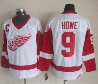 Detroit Red Wings -9 Gordie Howe White CCM Throwback Stitched NHL Jersey