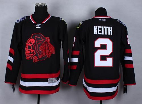 Chicago Blackhawks -2 Duncan Keith Black Red Skull 2014 Stadium Series Stitched NHL Jersey
