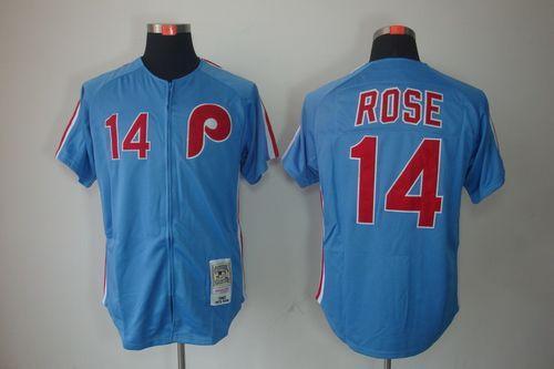 Mitchell And Ness Philadelphia Phillies #14 Rose Blue Stitched Throwback MLB Jersey