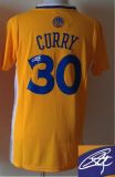 Revolution 30 Autographed Golden State Warriors -30 Stephen Curry Gold Stitched NBA Jersey