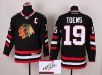 Chicago Blackhawks -19 Jonathan Toews Black Autographed Stitched NHL Jersey