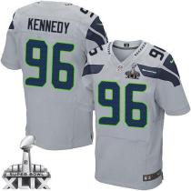 Nike Seattle Seahawks #96 Cortez Kennedy Grey Alternate Super Bowl XLIX Men's Stitched NFL Elite Jer