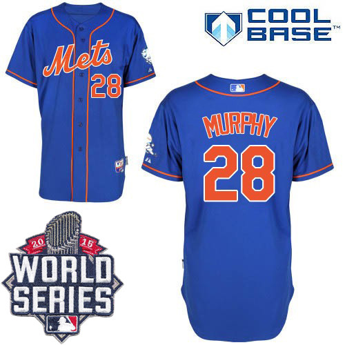New York Mets -28 Daniel Murphy Blue Cool Base W 2015 World Series Patch Stitched MLB Jersey