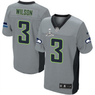 Seattle Seahawks Super Bowl XLVIII #3 Men‘s Russell Wilson Elite Grey Shadow Jersey