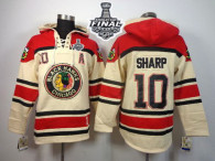 Chicago Blackhawks -10 Patrick Sharp White Sawyer Hooded Sweatshirt 2015 Stanley Cup Stitched NHL Je