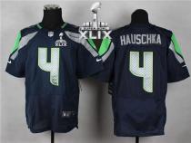 Nike Seattle Seahawks #4 Steven Hauschka Steel Blue Team Color Super Bowl XLIX Men's Stitched NFL El