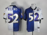 Nike Ravens -52 Ray Lewis Purple White With Hall of Fame 50th Patch Stitched NFL Elite Split Jersey