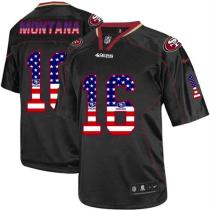 Nike San Francisco 49ers -16 Joe Montana Black Mens Stitched NFL Elite USA Flag Fashion Jersey