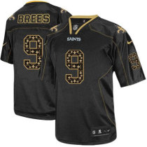 2014 NEW New Orleans Saints -9 Drew Brees Lights Out Black Stitched NFL Elite Jersey