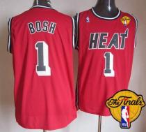 Miami Heat -1 Chris Bosh Red Hardwood Classics Nights Finals Patch Stitched NBA Jersey