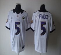 Nike Ravens -5 Joe Flacco White With Art Patch Stitched NFL Elite Jersey