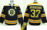 Boston Bruins -37 Patrice Bergeron Black Autographed Stitched NHL Jersey