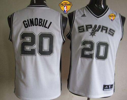 San Antonio Spurs #20 Manu Ginobili White With Finals Patch Youth Stitched NBA Jersey