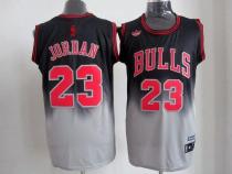 Chicago Bulls -23 Michael Jordan Black Grey Fadeaway Fashion Stitched NBA Jersey