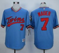 Minnesota Twins -7 Joe Mauer Light Blue 1984 Turn Back The Clock Stitched MLB Jersey