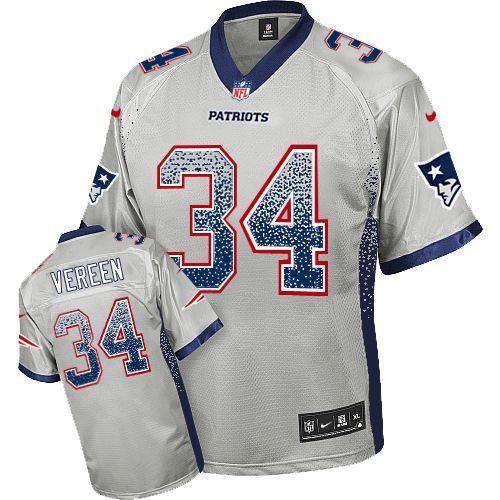 Nike New England Patriots -34 Shane Vereen Grey Mens Stitched NFL Elite Drift Fashion Jersey