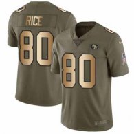 Nike 49ers -80 Jerry Rice Olive Gold Stitched NFL Limited 2017 Salute To Service Jersey