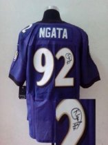 Nike Ravens -92 Haloti Ngata Purple Team Color Men Stitched NFL Elite Autographed Jersey