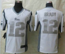 Nike New England Patriots -12 Tom Brady White NFL Limited Platinum Jersey