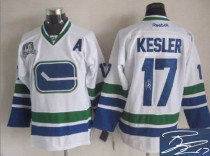 Autographed Vancouver Canucks 2011 Stanley Cup Finals -17 Ryan Kesler White Stitched NHL Jersey