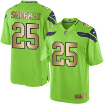 Nike Seahawks -25 Richard Sherman Green Stitched NFL Limited Gold Rush Jersey