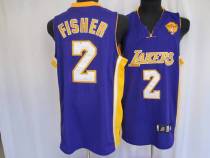 Los Angeles Lakers -2 Derek Fisher Stitched Purple Final Patch NBA Jersey